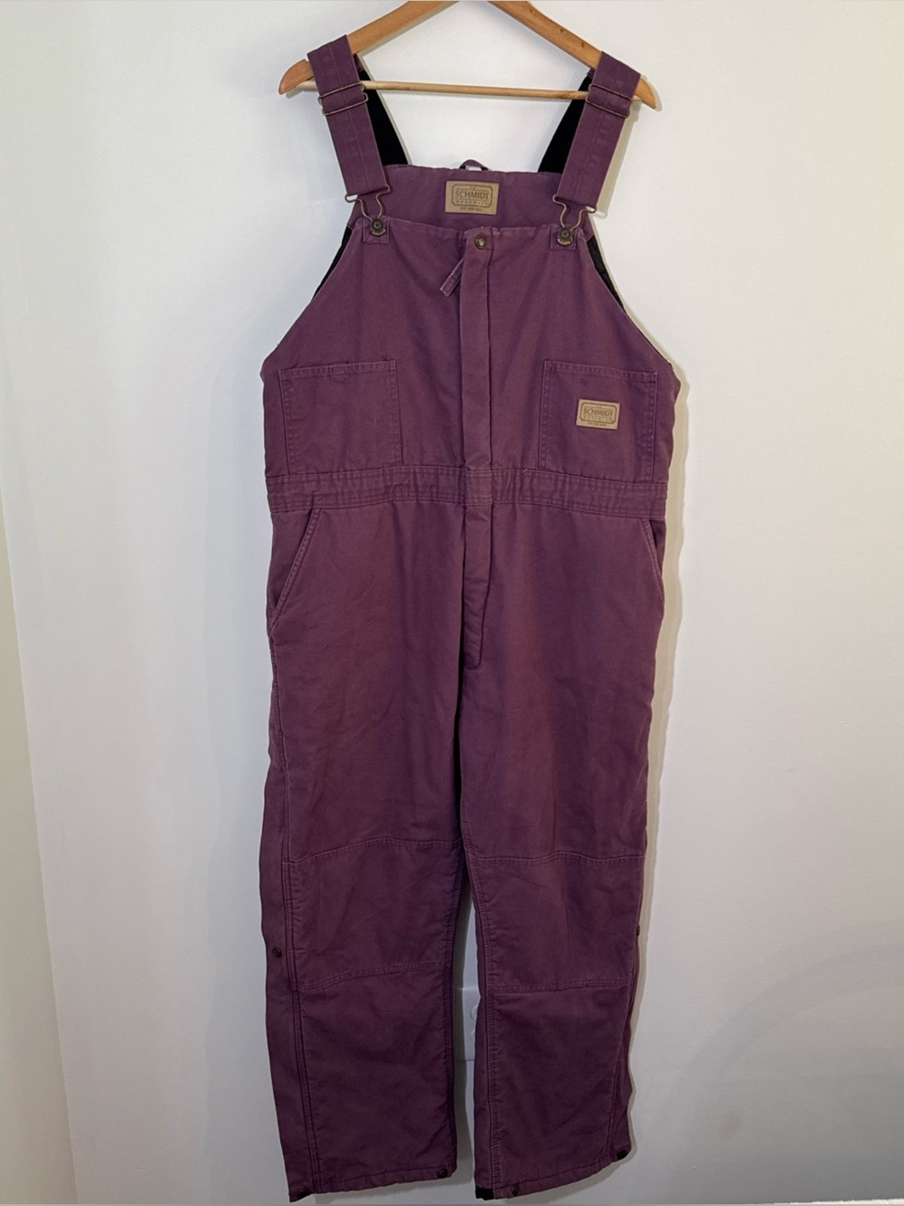 C.E. Schmidt Workwear Purple Bib Overalls Women XL Insulated Warm Canvas